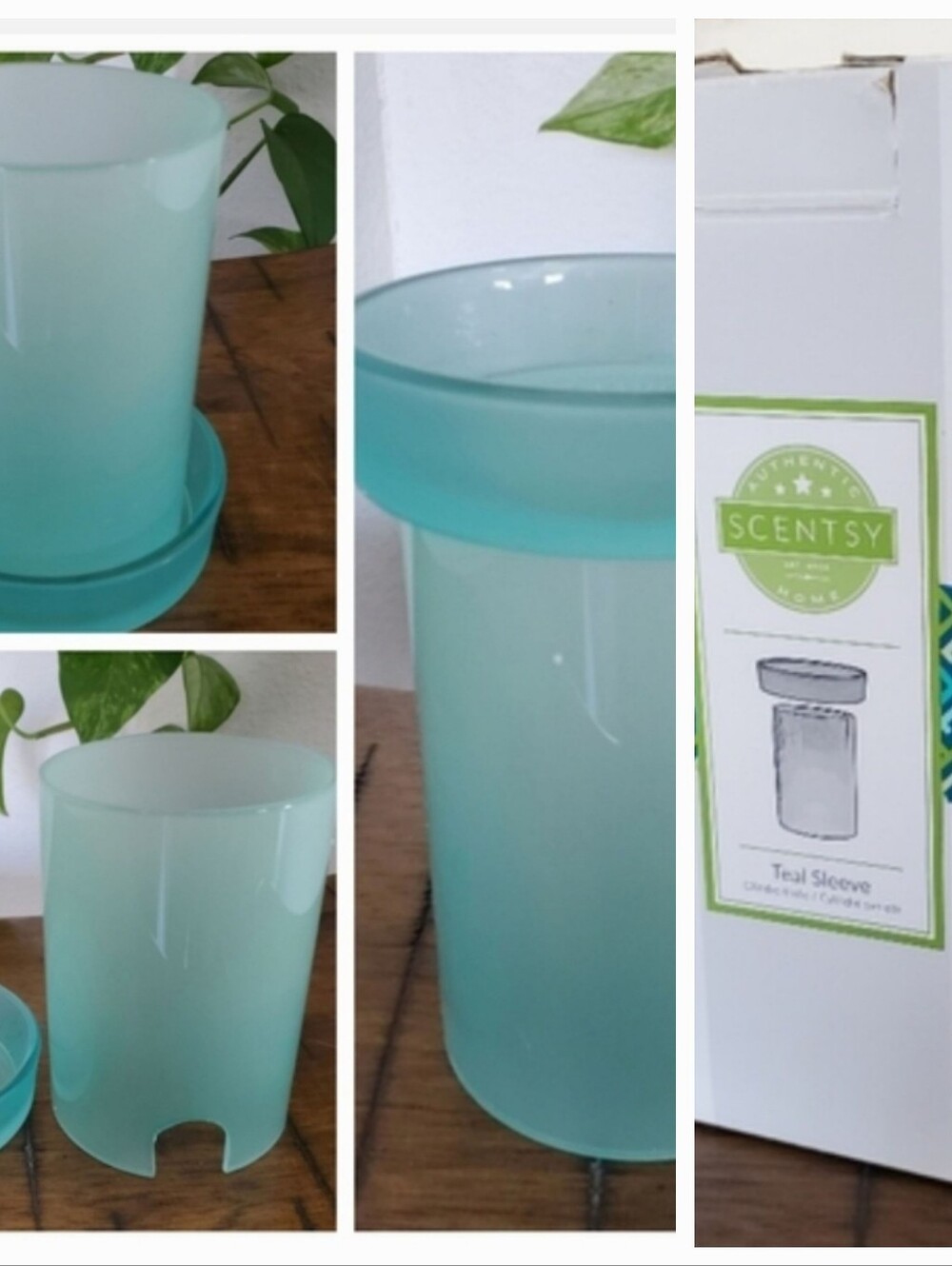 Scentsy Teal Glass 2 Piece Utensil Jewelry Vase Warmer NIB - Picture 1 of 10